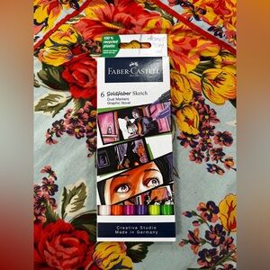 Faber-Castell Goldfaber Dual Tip Sketch Markers 6 pk Brush & Fineliner  Tips NEW